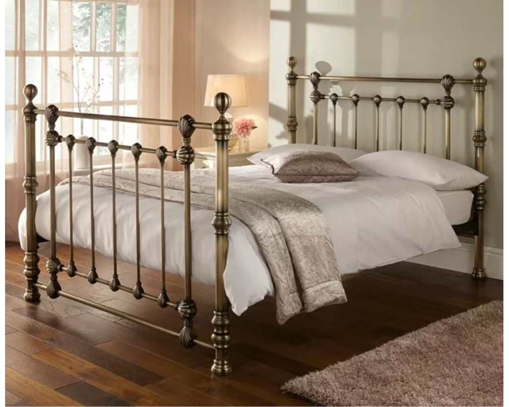 Florence Ornate Antique Brass Finished Metal Bed By Harmony